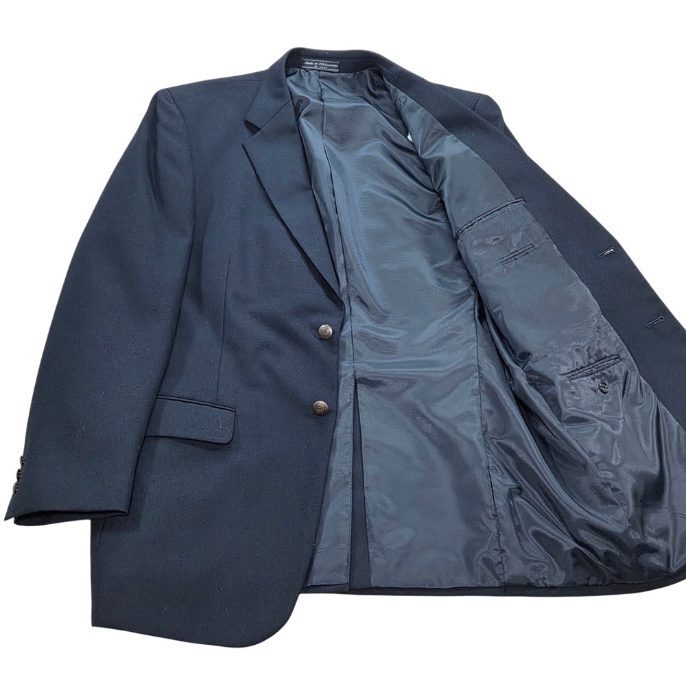 Meeting‎ Street Navy Blue Sport Blazer Two Button Jacket Mens Size 44L